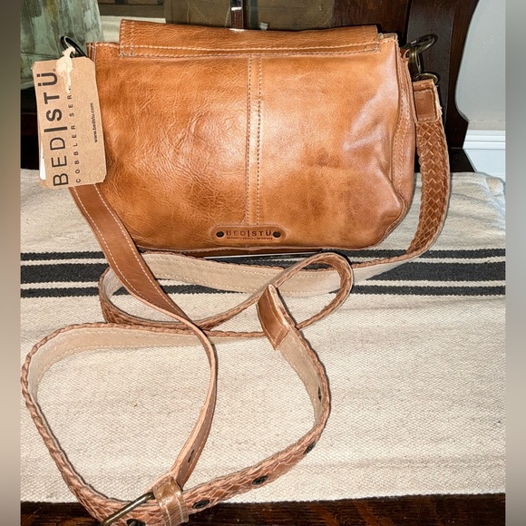NWT Bed Stu Leather Eastend Fringe Crossbody Bag Clutch Tan Dip Dyed Retail $165 - Picture 2 of 14